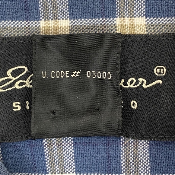 Eddie Bauer Short Sleeve Shirt Mens Large 100% Cotton Button Down Blue Plaid - Picture 11 of 11